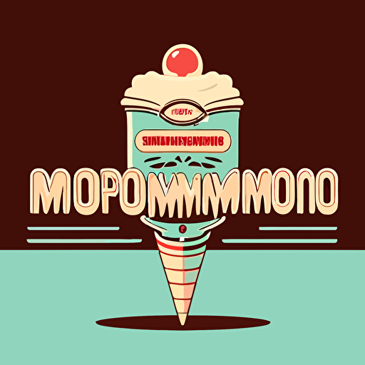 monochoromatic simple ice cream company logo in a sci-fi font retrofuturistic style, wes anderson style, logo vector