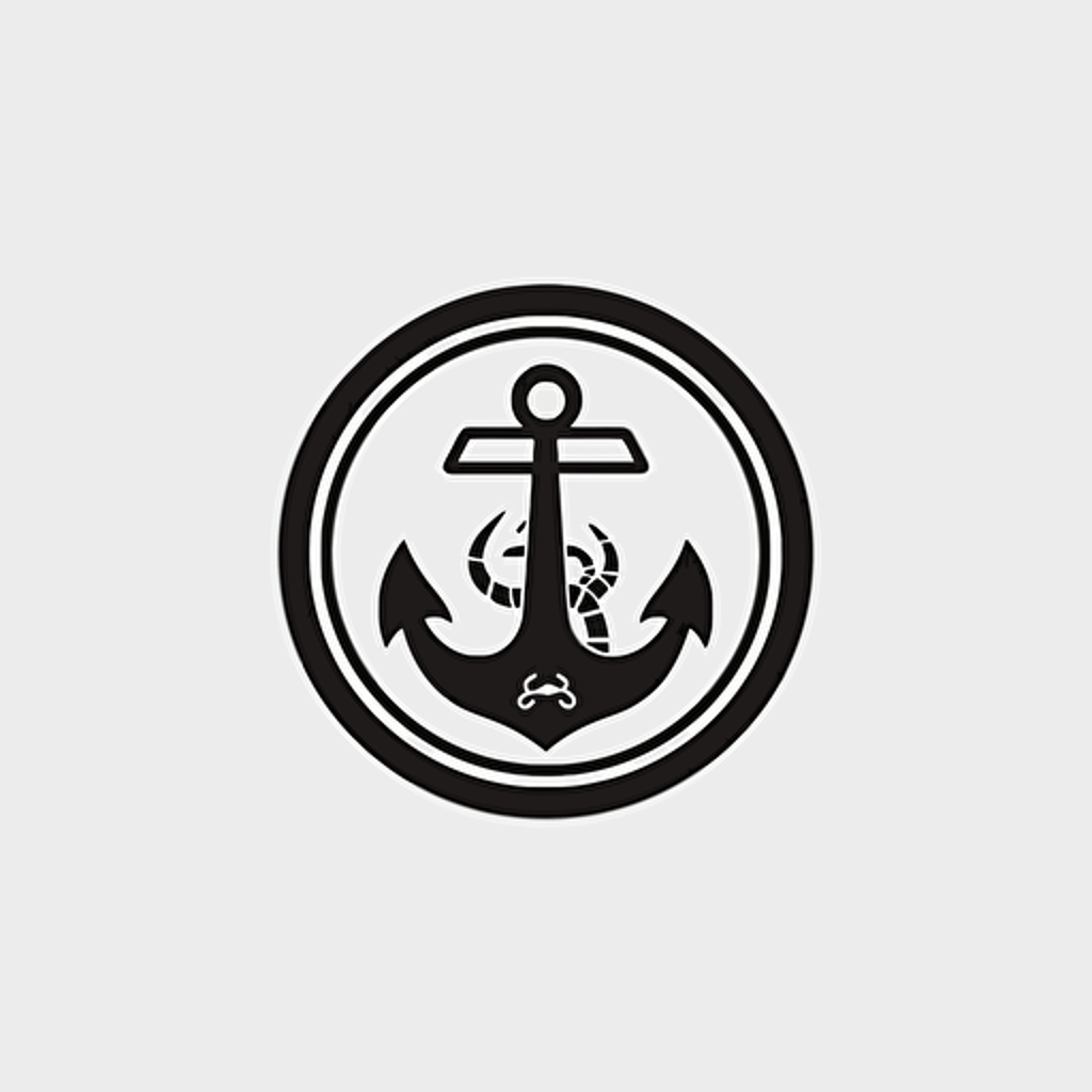 a modern, minimalist logo for yacht company with an anchor and 3 stripes wave, black, simple logo on white background, vector, ai, very simple,