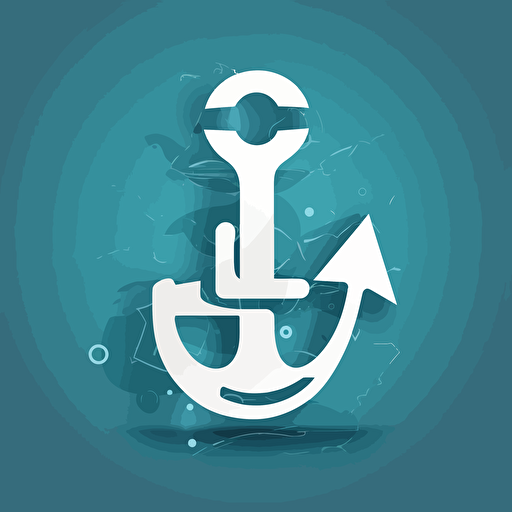 a vector image of a spanner that has one end shaped as an anchor in the sea
