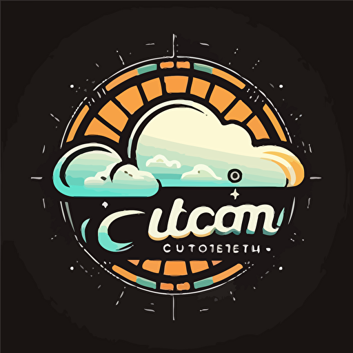 company logo with 'CloudLens'text, 2d, vector art, flat desing, modern style