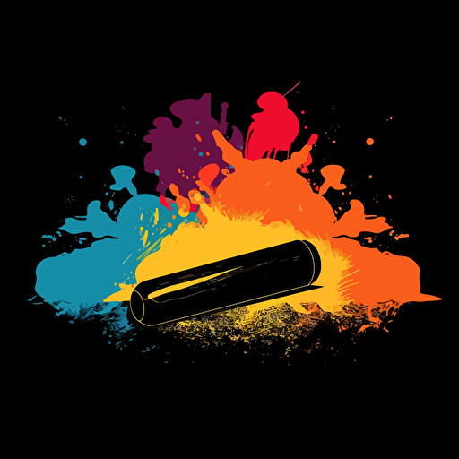 on color vector art silhouette of a smoking bullet casing lying on its side