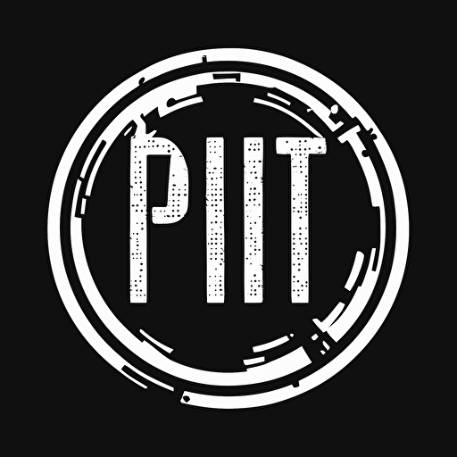 a minimilaistic black and white circular wordmark logo for the word Pit, simple, vector, no shading detailsa black and white wordmark personal logo for the word Pit, simple, vector, no shading details, hd