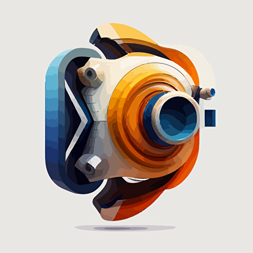 a modern futuristic minimal vector logo design from a pressure valve, orange blue with white background