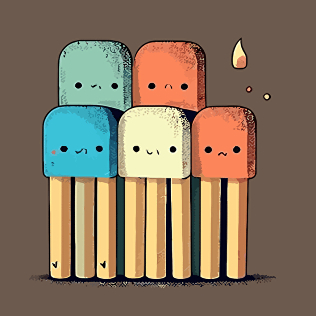cute vector of matches that have eventually burnt out. colour.