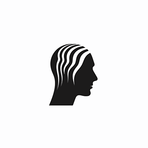 similar image about a human head, vector logo, minimalist and modern, black and white, 2D, flat
