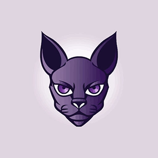 purple logo of black sphinx-cat, simple, vector, company logo