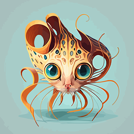 squid body with cat face isometric vector art