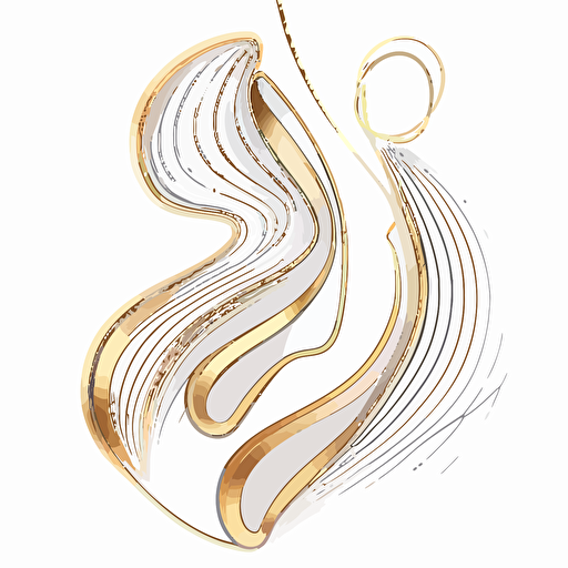 2d minimal bullet dancer illustration, women body curve, vector line, gold line on white background for jewelry shop, luxury, shiny :: gold line earring illustration