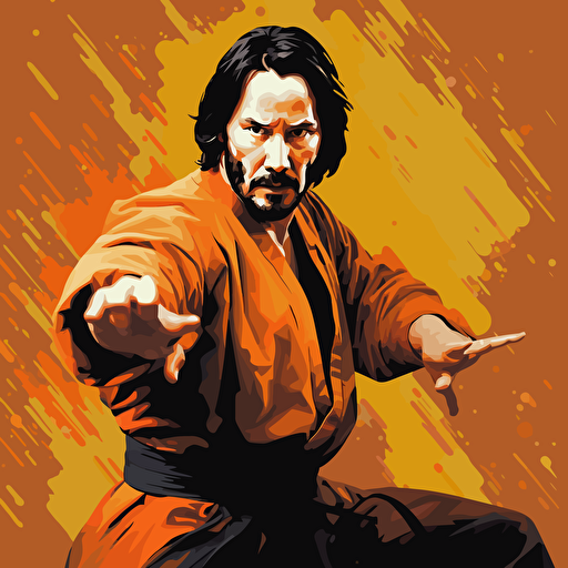 keanu reeves i know kung fu as a vector illustration, 10 color art
