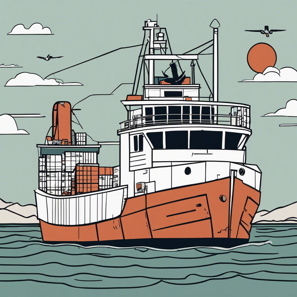 a container boat, illustration in the style of Matt Blease, illustration, flat, simple, vector