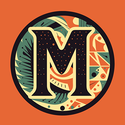 Logo of letter M, flat, by pablo picasso, ancient greek, philosophical, vector