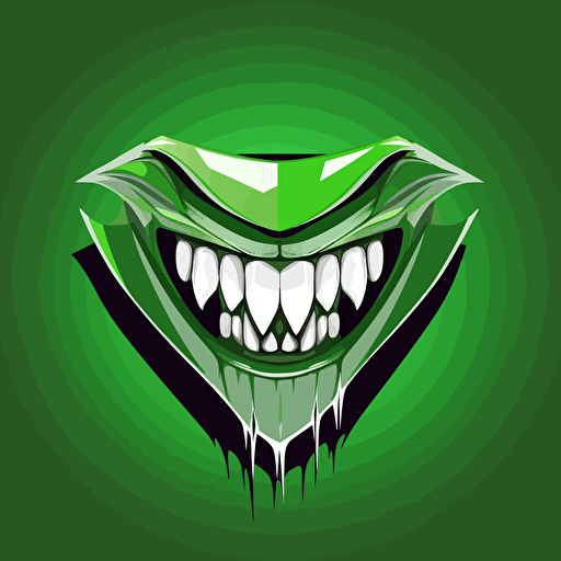 a green logo of vampire fangs flying on a flag, vector art,