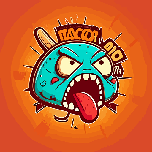 angry taco logo, vector