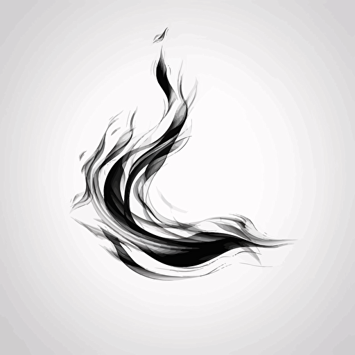 vector flame, black and white, white background