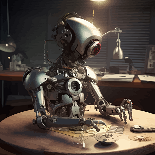 vector art cute data goblin getting poked with a pitchfork by a vector art cute data demon :: 2 computer/robot :: 1