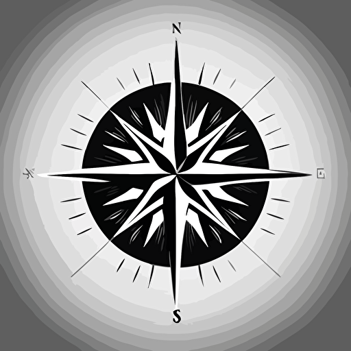 minimalist compass rose with the right arrow 50% longer and bigger than the other arrows vector art, simple design, modern, clean, svg, black and white.