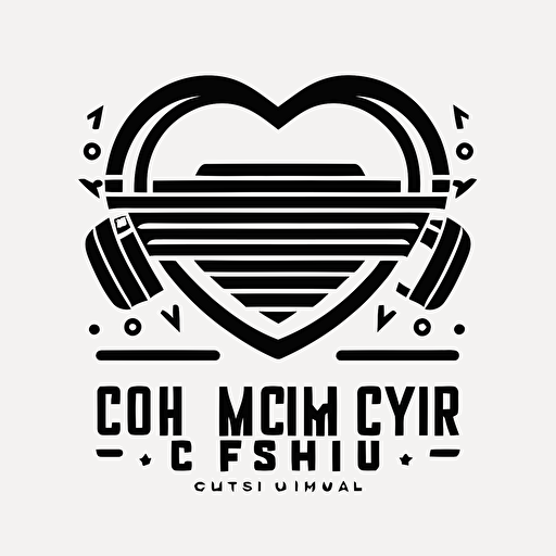 make a logo vector about fashion brand called "gymcrush", use a line heart and dumbbells together, use black white color, minimalist line vector, high fashion, simple, sporty and rich, white background,**