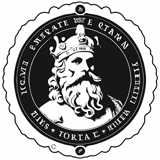 a black and white vector of a notary seal with king neptune in the center