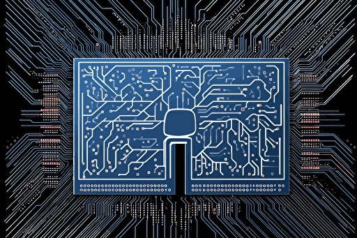 a CPU made of neurons, vectorized, blue and white color palette