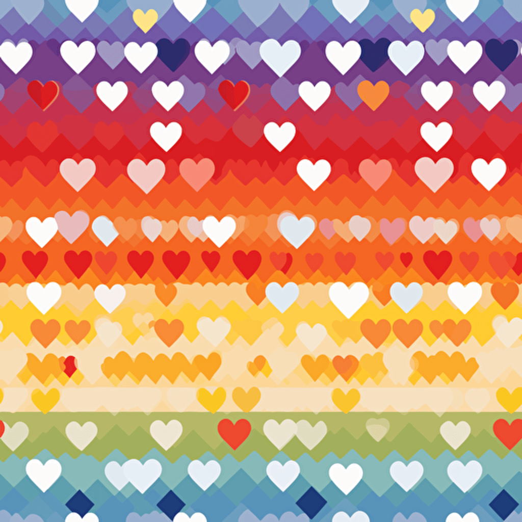 Vector hearts and small rainbow flag