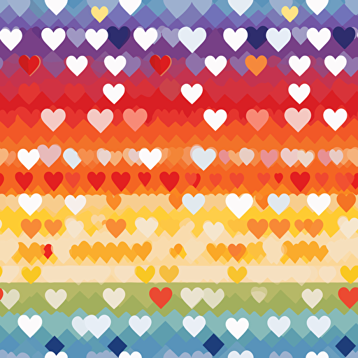 Vector hearts and small rainbow flag