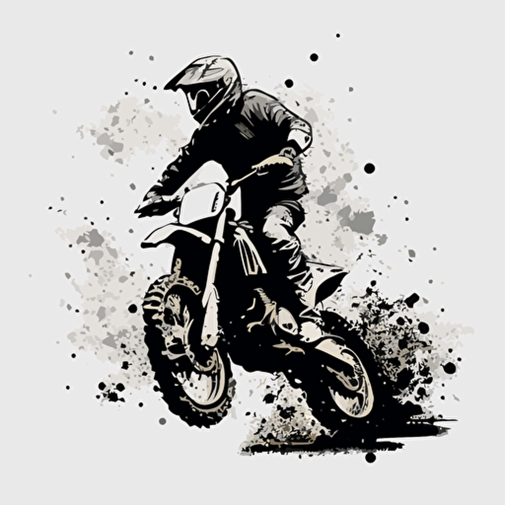 a simple vector image of a guy on a dirt bike doing a wheelie, the guy does not have a helmet on, no helmet, the picture is in a simple style with low details**