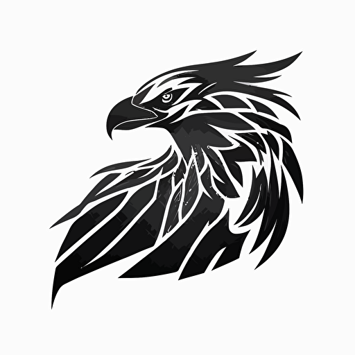 simple geometric mascot iconic logo of eagle with snake black vector, on white background