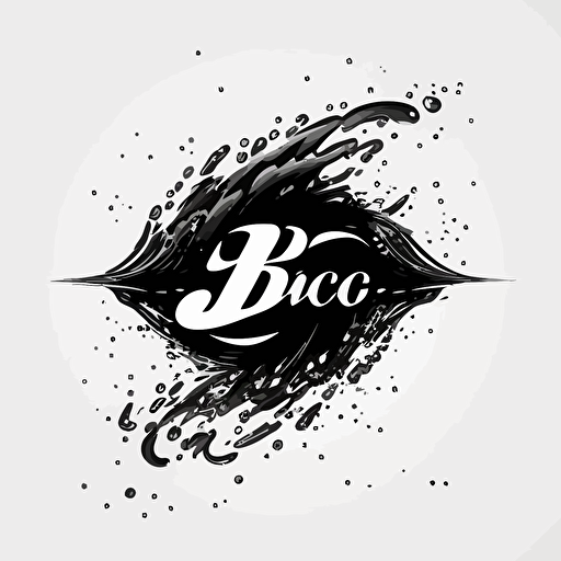 simple black and white water splash logo with 'BFC' in water splash logo vector abstract