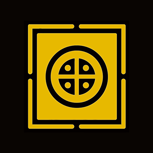 yellow and black coin symbol, no backwround, squares, mechanics symbols, vector simple style