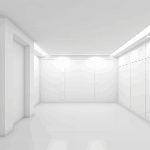 white empty room with no windows, white background, blank space and design, minimalistic, vector