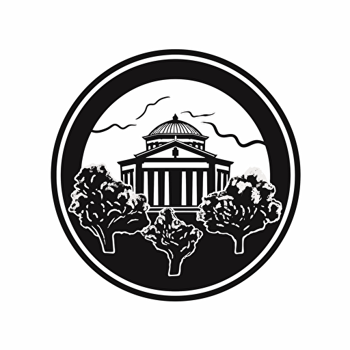 a simple vector logo featuring greek architecture, black with white background,