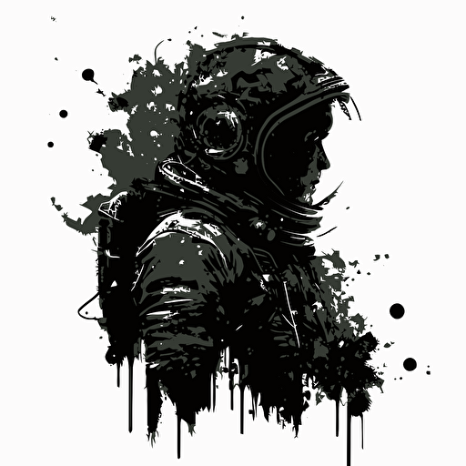 dark ethereal black grunge astronaut, vector logo, high resolution ar 3:2