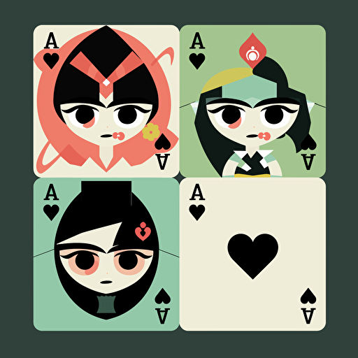 Powerpuff Girls, Powerpuff Girls as playing card, Simple, Minimalist, painting, illustration, vector