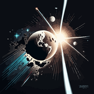 Design, laser beam, spark, earth and moon, white background, insanely detailed Vector illustration, style by Illumination