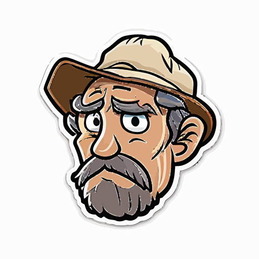 Cartoon [Farmer] head Sticker, white background , [comics book], vectorised, die cut sticker, no image noise, no lettering, hyperdetail, maximum detail
