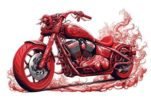 vector simple art, a motorcycle is shown sitting on a white background, in the style of liam sharp, ed freeman, i can't believe how beautiful this is, hinchel or, light red and silver, manticore, chicano-inspired