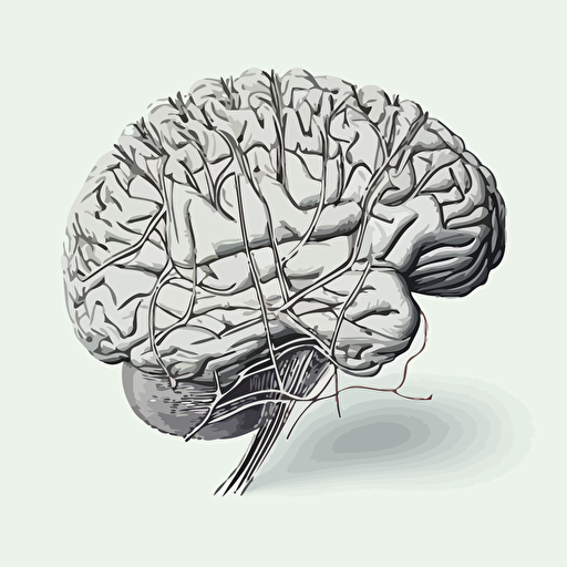 Vector line-drawing of a brain, top-down, linedrawing, black & white