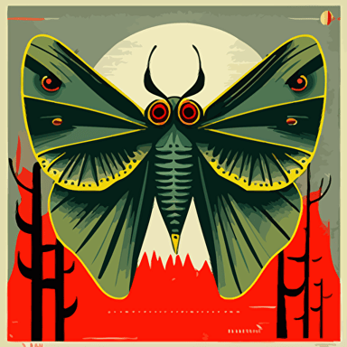 mothman criptid, mid century, 50s mid century, vector illustration