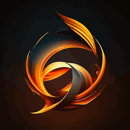 craft an sleek and minimalist, logo, mobius symbol on fire, dark background, orange, vector, no shadows