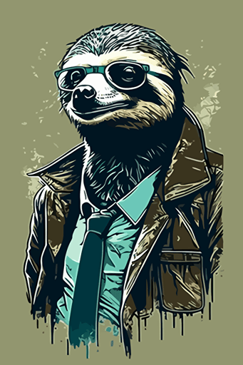 hipster sloth, vector art, minimalistic,