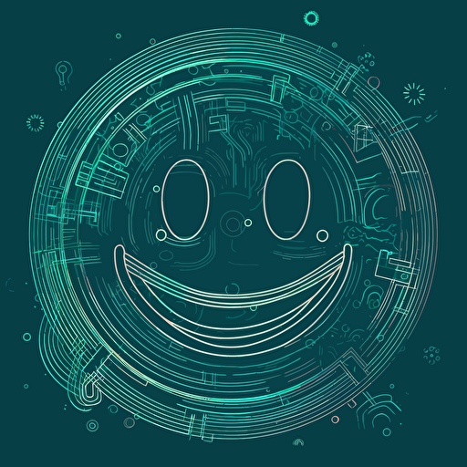 a 2D vector drawing a trippy smiley face