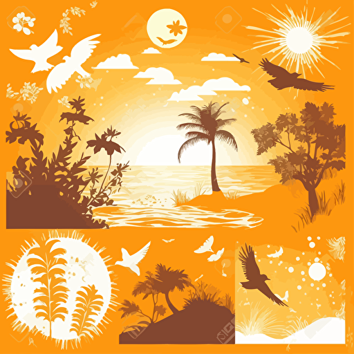 undetailed summer stencils, vector art