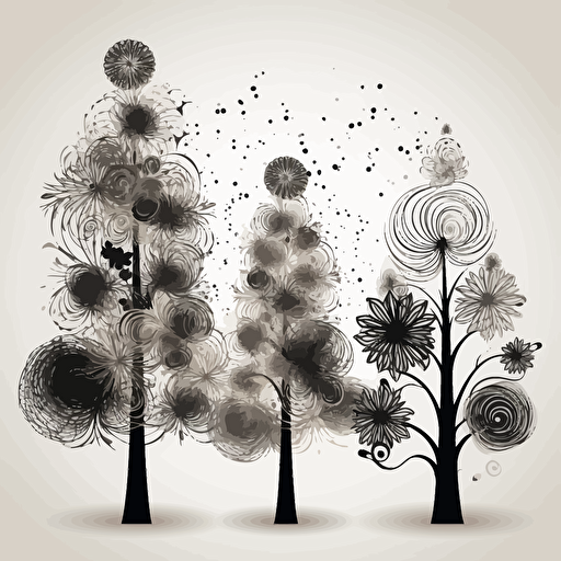 christmas trees vector black white