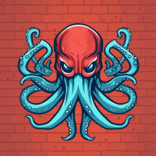 logo style vector image of an angry octopus in street art style, simple with no background