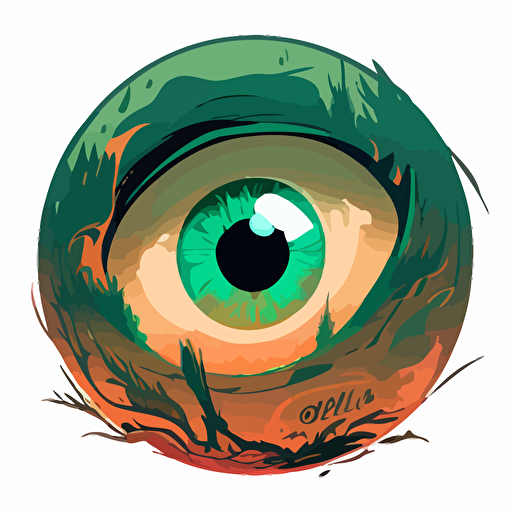 giant eyeball by glen keane, 2d vector art, flat colors, comic book style