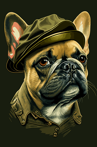 french bulldog with a beret, vector art,