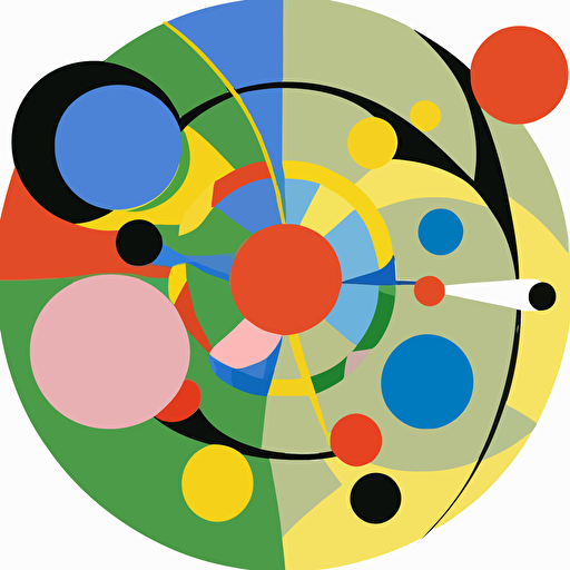 Circular structure, software integration, central hub, henri matisse style, vector art