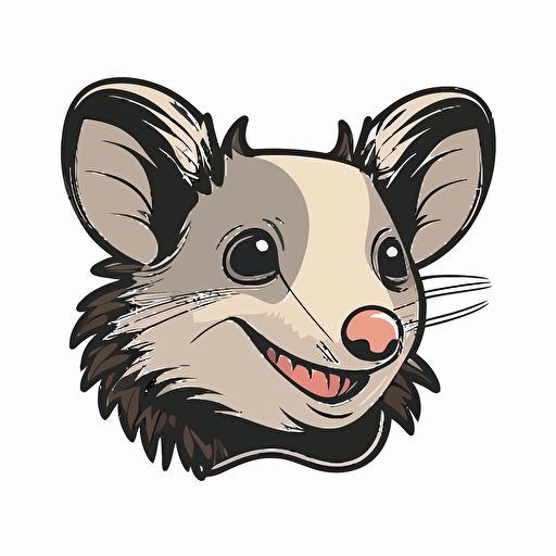 cartoon opossum head smiling rescued transparent background vector