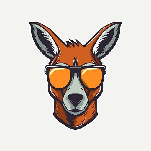 a 2d vector logo of a kangaroo with glasses on simple
