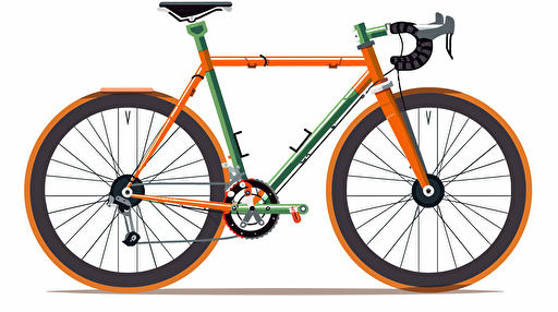 gravel bike, bright colors, white background, detailed, flat image, vector